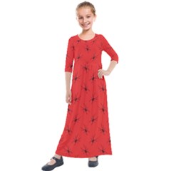 Spiders Pattern Seamless Arachnids Kids  Quarter Sleeve Maxi Dress by Maspions