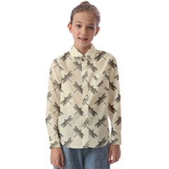 Dragonfy Insect Pattern Kids  Long Sleeve Shirt by Maspions