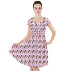 Fern Pattern 2 Pink Cap Sleeve Midi Dress With Pockets by snowwhitegirl