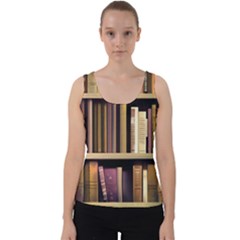 Books Bookshelves Office Fantasy Background Artwork Book Cover Apothecary Book Nook Literature Libra Velvet Tank Top by Posterlux