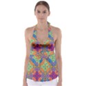 Colorful Flora Flora Kazakh Pattern Tie Back Tankini Top View1