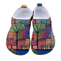 City New York Nyc Skyscraper Skyline Downtown Night Business Urban Travel Landmark Building Architec Men s Sock-style Water Shoes by Posterlux