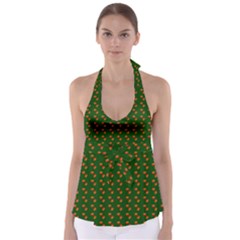 Kawaii Pumpkin Patt Green Tie Back Tankini Top by snowwhitegirl