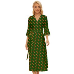 Kawaii Pumpkin Patt Green Midsummer Wrap Dress by snowwhitegirl