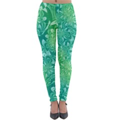 Retro Flower Pattern Design Batik Lightweight Velour Leggings by Posterlux