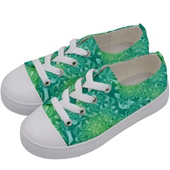 Retro Flower Pattern Design Batik Kids  Low Top Canvas Sneakers by Posterlux