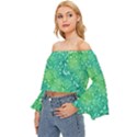 Retro Flower Pattern Design Batik Off Shoulder Flutter Bell Sleeve Top View2