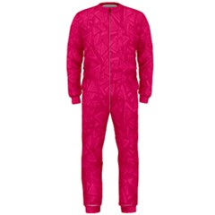 Pink Abstract Crimson Triangle Onepiece Jumpsuit (men) by Posterlux