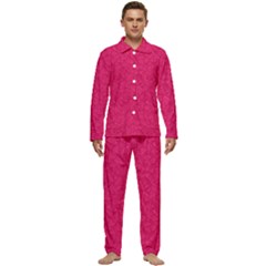 Pink Abstract Crimson Triangle Men s Long Sleeve Velvet Pocket Pajamas Set by Posterlux