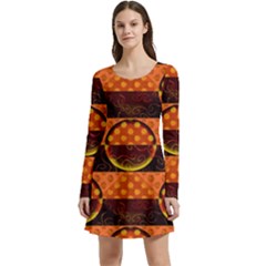 Art Pattern Design Wallpaper Long Sleeve Velour Skater Dress by Posterlux