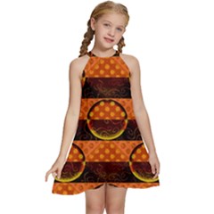 Art Pattern Design Wallpaper Kids  Halter Collar Waist Tie Chiffon Dress by Posterlux