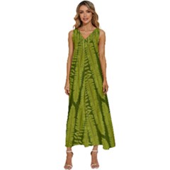 Fern Texture Nature Leaves V-neck Sleeveless Wide Leg Pants Overalls by Posterlux