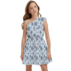 Snowflakes Winter Christmas Kids  One Shoulder Party Dress by anzea