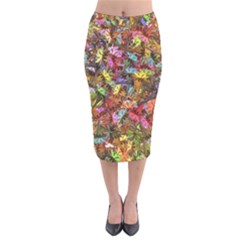 Vivid Cactus Charm Design Pattern Velvet Midi Pencil Skirt by dflcprintsclothing