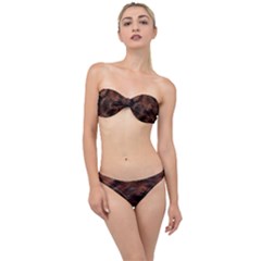 Brown Wool Texture Classic Bandeau Bikini Set by kyorashop23