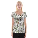 Bottle Chic Print Patterns Cap Sleeve Top View1