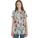 Bottle Chic Print Patterns Women s Zip Front V-Neck Short Sleeve Casual Top Pocket Shirt View1