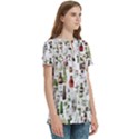 Bottle Chic Print Patterns Women s Zip Front V-Neck Short Sleeve Casual Top Pocket Shirt View3