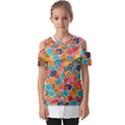 floral and leaves pattern Fold Over Open Sleeve Top View1