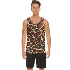 Giraffe Texture, Macro Men s Wide Collar Tank Top by kyorashop23