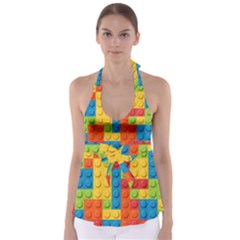 Lego Bricks, Colorful Dots Background Tie Back Tankini Top by kyorashop23