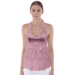 Pink Fabric Texture, Knitted Pink Texture, Tie Back Tankini Top by kyorashop23