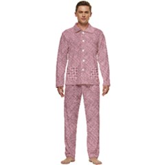 Pink Fabric Texture, Knitted Pink Texture, Men s Long Sleeve Velvet Pocket Pajamas Set by kyorashop23