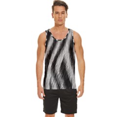 Zebra Texture, Zebra Wool, White Black Background Men s Wide Collar Tank Top by kyorashop23