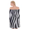 Zebra Texture, Zebra Wool, White Black Background Off Shoulder Skater Dress View2