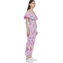 Beautiful Cute Animals Pattern Pink Bardot Ruffle jumpsuit View3