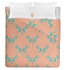 Turquoise Dragonfly Insect Paper Duvet Cover Double Side (queen Size) by anzea