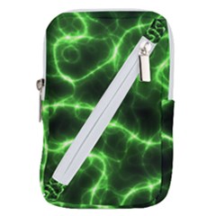 Lightning Electricity Pattern Green Belt Pouch Bag (small) by anzea