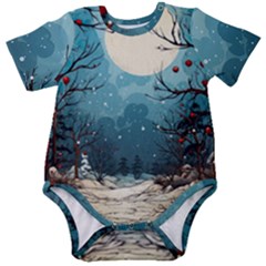 Christmas Frame Border Baby Short Sleeve Bodysuit by Apen