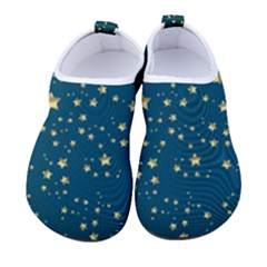 Star Golden Pattern Christmas Design White Gold Men s Sock-style Water Shoes by Apen