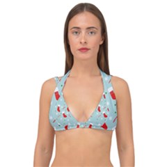 Christmas Pattern Double Strap Halter Bikini Top by Apen