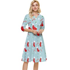 Christmas Pattern Classy Knee Length Dress by Apen