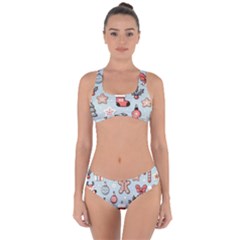 Christmas Cartoon Pattern Criss Cross Bikini Set by Apen