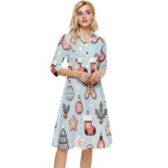 Christmas Cartoon Pattern Classy Knee Length Dress by Apen