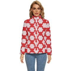 Christmas Snowflakes Background Pattern Women s Puffer Bubble Jacket Coat by Apen