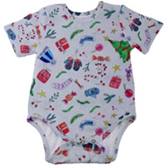 New Year Christmas Winter Pattern Baby Short Sleeve Bodysuit by Apen