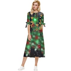 Christmas Star Jewellery Bow Sleeve Chiffon Midi Dress by anzea