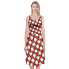 Christmas Star Red Green Midi Sleeveless Dress by anzea