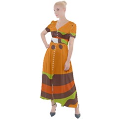 Hamburger Button Up Short Sleeve Maxi Dress by anzea