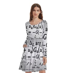 Math Formula Long Sleeve Knee Length Skater Dress With Pockets by Bedest