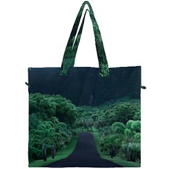 Jungle Road Hawaii Asphalt Mountains Green Canvas Travel Bag by Bedest