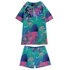 Planet Psychedelic Art Psicodelia Kids  Swim T-shirt And Shorts Set by Bedest