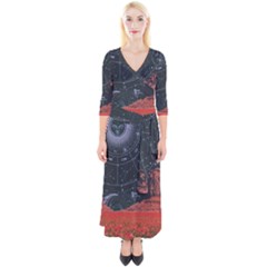 Astrology Surreal Surrealism Trippy Visual Art Quarter Sleeve Wrap Maxi Dress by Bedest