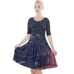 Astrology Surreal Surrealism Trippy Visual Art Quarter Sleeve A-line Dress With Pockets by Bedest