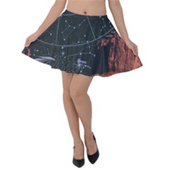 Astrology Surreal Surrealism Trippy Visual Art Velvet Skater Skirt by Bedest