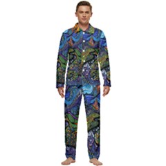 Psychedelic Digital Art Artwork Landscape Colorful Men s Long Sleeve Velvet Pocket Pajamas Set by Bedest